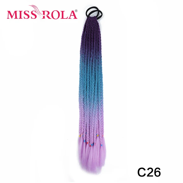 Synthetic Chignon Hair 60cm Hair Color Gradient Dirty Braided Ponytail Women Elastic Hair Rubber Band Hair Accessories Headband C26
