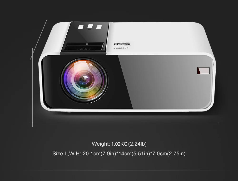 ThundeaL Мини-проектор для смартфона TD90 HD 1280 x 720P пикселей LED ...