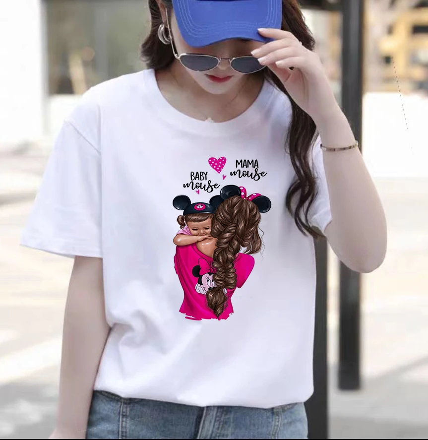 

Women's casual Fashion Top Beautiful Mother With Children Printed Soft T-shirt Superman Mother Trend Harajuku T-shirt