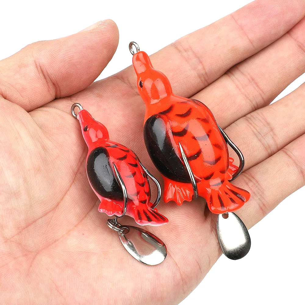 DONQL 5pcs/ Box Duck Soft Fishing Lure 6.5g 11g Wobblers Silicone Artificial Fishing Bait Metal Sequins Crankbait Fishing Tackle