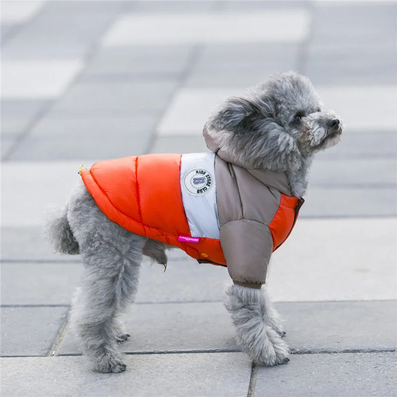 Pet куртки для собак осень Зимняя Одежда для собак с хлопковой подкладкой теплые 2 брюки с широкими штанинами пальто с капюшоном маленькие собаки; теплая плотная куртка