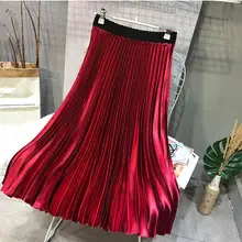 Высококачественная Женская Весенняя плиссированная юбка стрейчевая длинная юбка с высокой талией