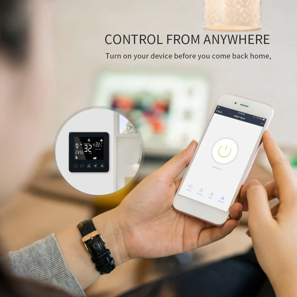 KKMOON Цифровой температурный контроллер WiFi сенсорный центральный кондиционер вентилятор термостата 4 трубы 3 вентилятора катушки для Alexa Google