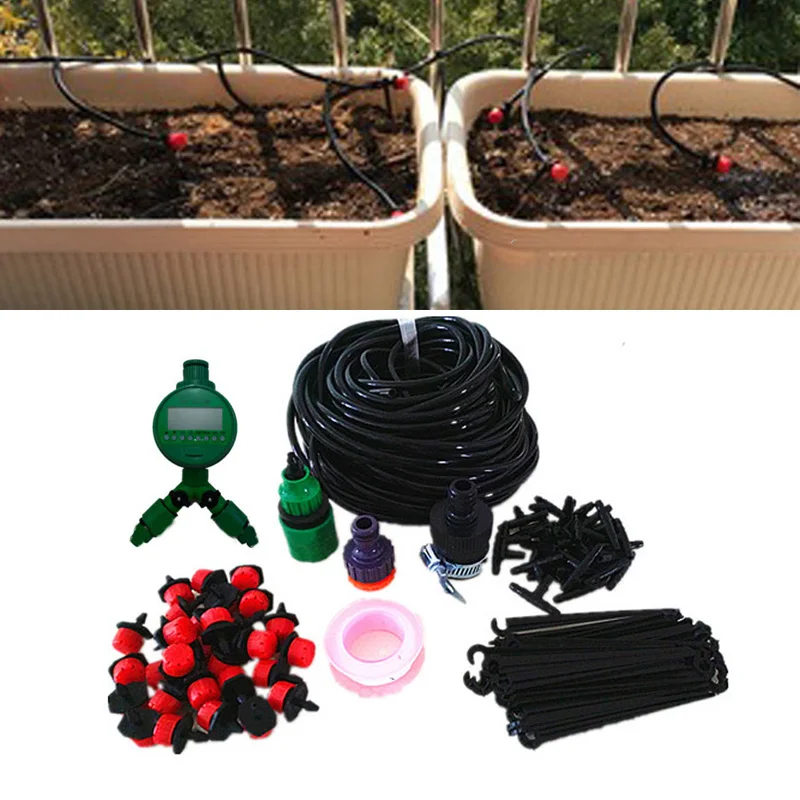 Home Gardening 10m 15 Water DropperS Timing Drip Irrigation Kit DIY Family