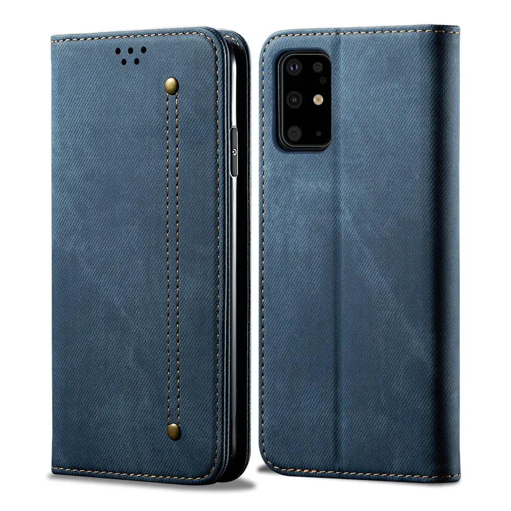 Роскошный джинсовый однотонный кожаный чехол для Samsung S20 ультра откидной Чехол