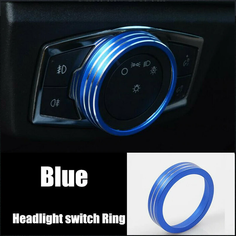 Headlight Blue Модный центральный контроль переключения передач фар кольцо переключателя крышка отделка для Ford Mondeo Focus - Название цвета: Headlight Blue