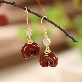 

South Red Agate personality little elephant natural gold-plated high grade lady's earrings earrings earrings earrings