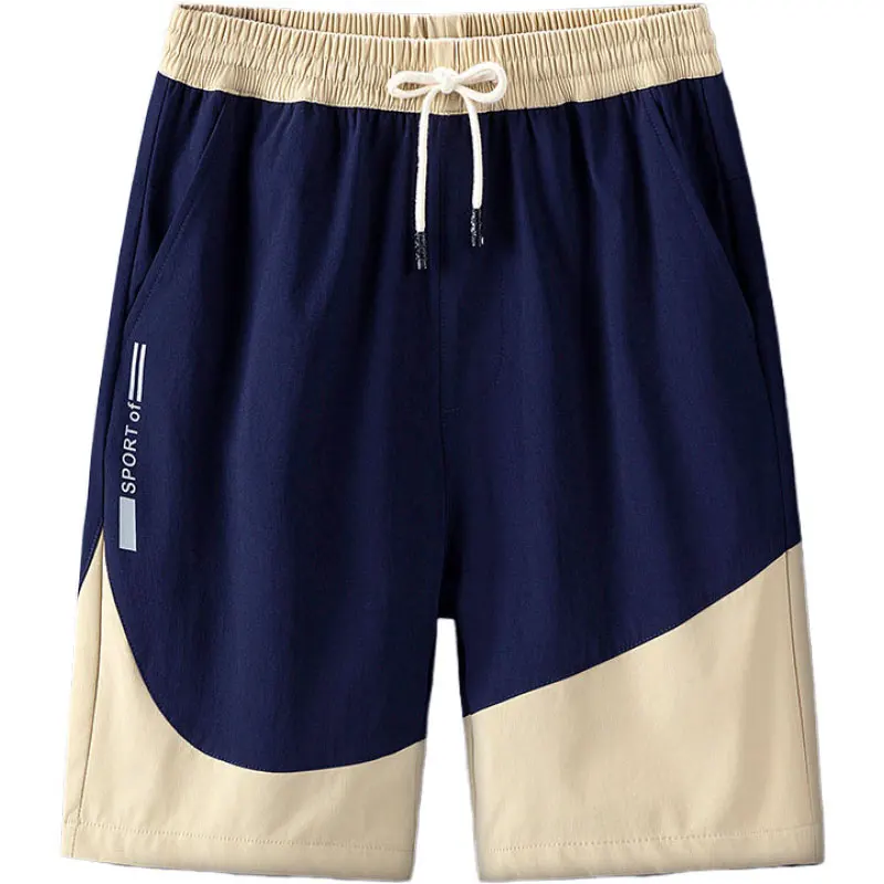 

SWICCI Mens US Summer Casual Shorts Cotton Fashion Man Shorts Beach Shorts Color-Matching Wild Drawstring Elastic Short Men Male