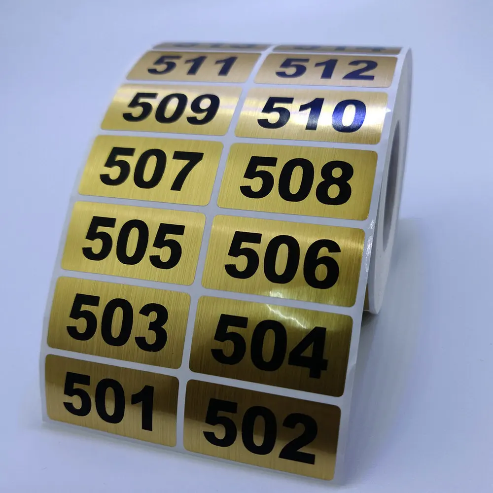 Gold Color Consecutive Number Inventory Label Stickers Black