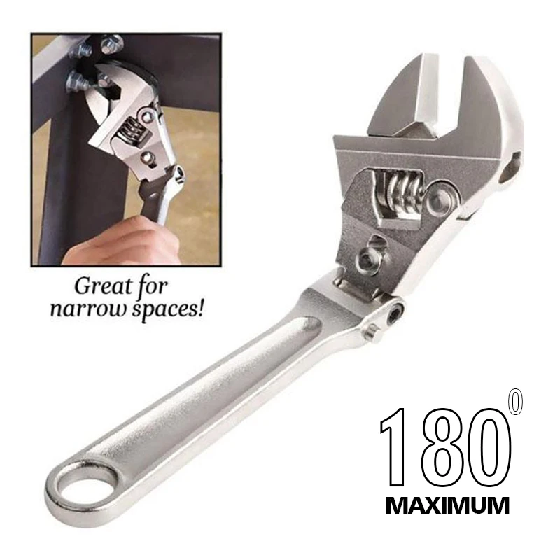 

8 inch Adjustable Ratchet Wrench Folding Handle Dual-Purpose Pipe Wrench Spanner Key Hand Tool