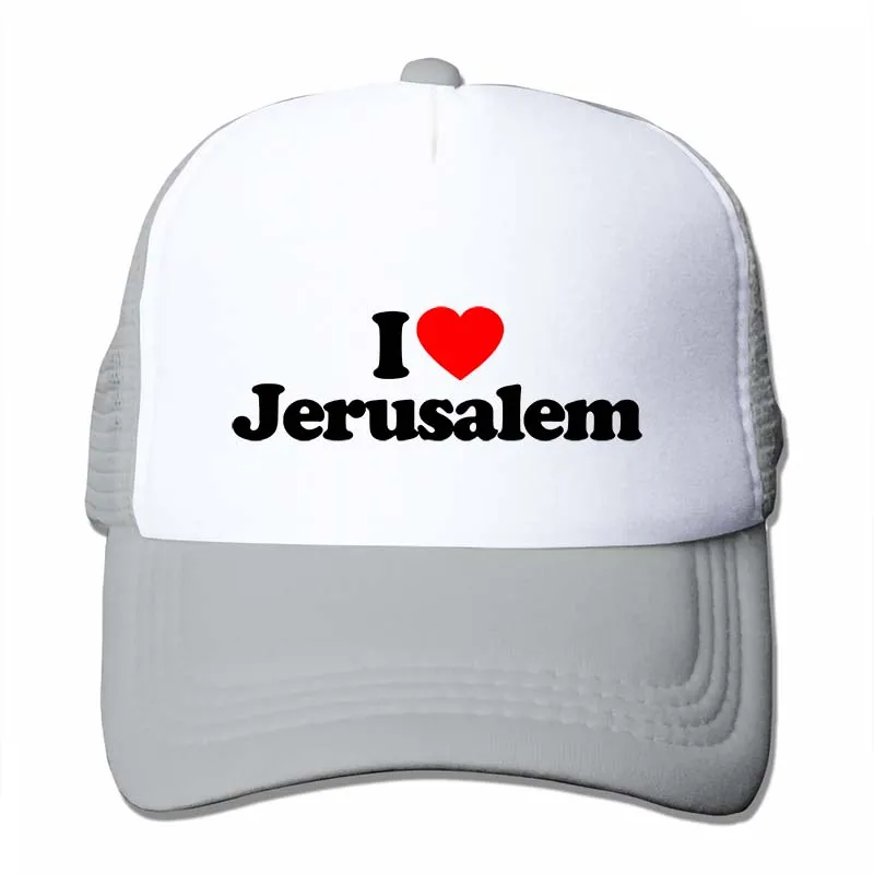 Забавная бейсбольная кепка с надписью I Love Heart Jerusalem Israel для мужчин и женщин, модная Регулируемая Кепка - Цвет: 4-Gray