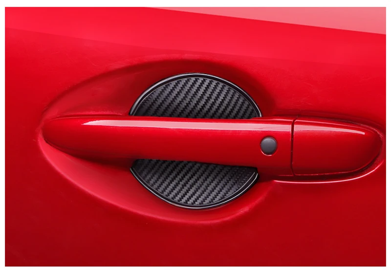 4PCS TPU Carbon Fiber Style Outer Door Bowl Sticker Car Decoration Protective Auto Accessories For Toyota C-HR RAV4 For Mazda
