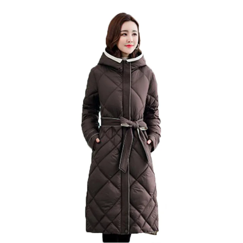 

Women's Winter Down Cotton Jacket 2021 New Temperament Waistband Slim Fashion Hooded Thicken Keep Warm Coats Top N1352