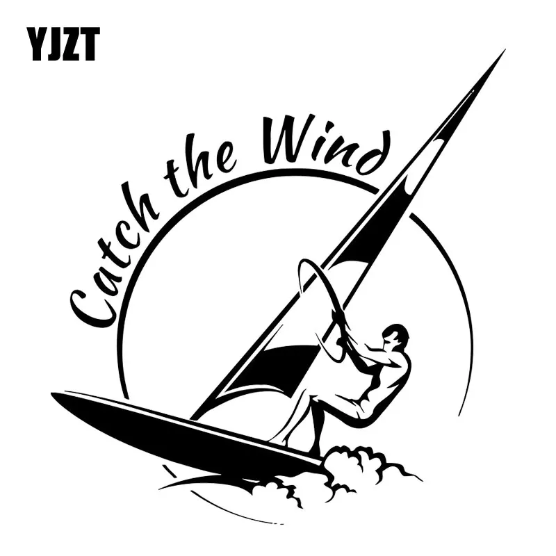 YJZT 16.3CM*17CM Catch The Wind Surf Wave Vinyl Decal Fashion Funny Window Decoration Car Sticker Black/Silver C31-0115 | Автомобили и