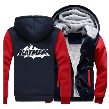 

batman fashion print plus velvet padded sweatshirt Men raglan handed hoodie 2020 autumn winter long sleeve cardigan jacket coats