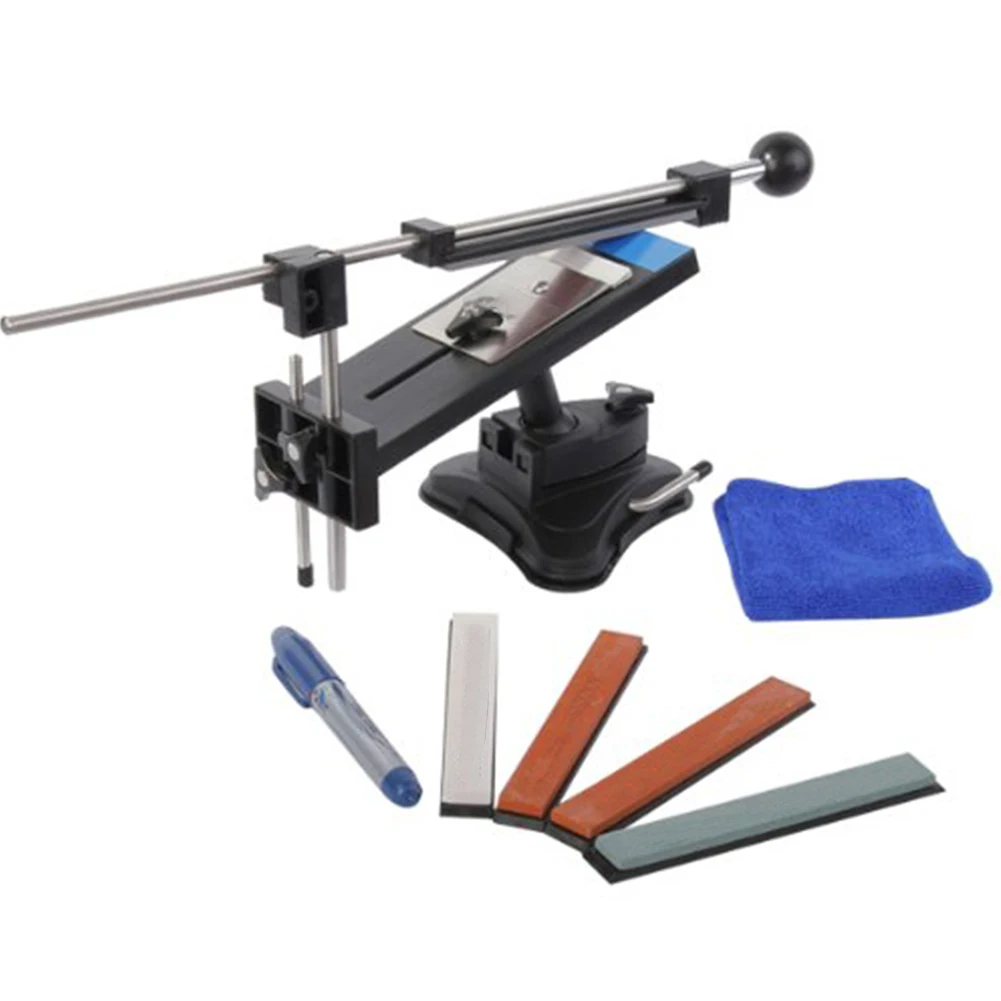 4Pcs Easy Operate Quick Tools Stainless Steel Kitchen Handheld Home Rotary Fixed Angle With Whetstone Sharpener Kit Chef Cutter