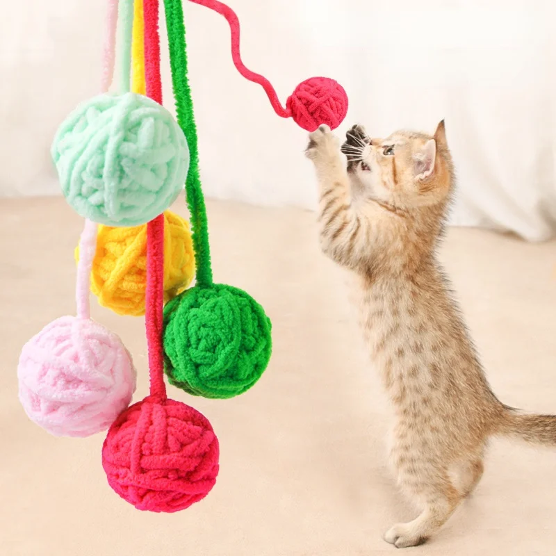Cute Yarn Ball Cat Toy Color Funny Cat Pet Molar Teeth Cleaning Interactive Training Grinding