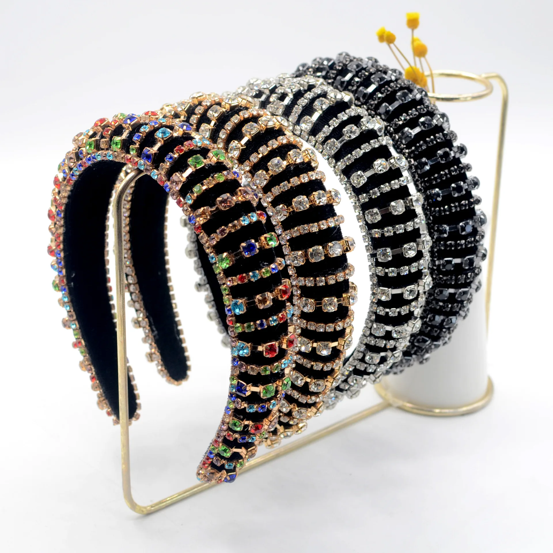 Hair Accessory Luxury Sparkly Full Crystal Pearl Baroque Hairband Padded Rhinestone Princess Headband For Headdress Birthday Hair Jewelry