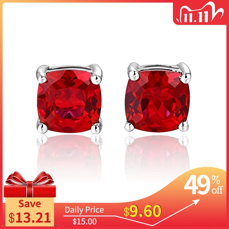 

Lovely red ruby stud Earrings,Stud Solid 925 Sterling Silver earing,heart stud earring for girlL