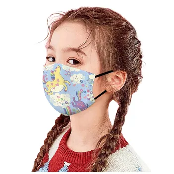 

5PCS Cute Cartoon Printed Children Mask Breathable Washable Reusable Kids Face Mask Adjustable Earloop Face Cover Masque Enfants