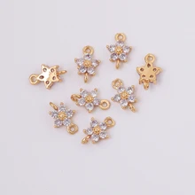 HAOSAW 6Pcs 8*13MM Jewelry Accessories/DIY Making/Hand Made/Flower Shape/CZ Charms/Connector/Jewelry Findings & Components 