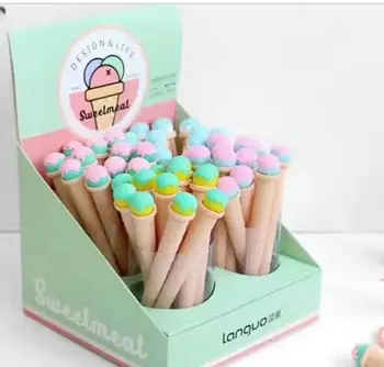 

creative icecream gel pen cute cartoon child stationery prize kawaii student pen sign pen black neutral pen kid pen 48pc/lot