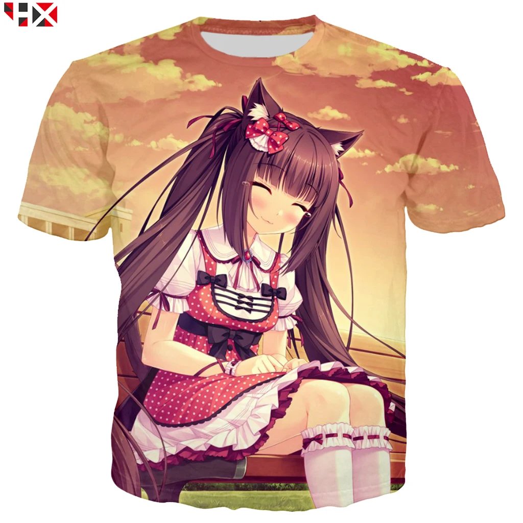 

Summer 3D Print Women Men T Shirt Summer Anime Nekopara Chocolate Vanilla Cute Girls T Shirt Hip Hop Short Sleeve Tops Z383