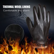 Мужские перчатки из овечьей кожи для спорта на открытом воздухе, зимние теплые шерстяные винтажные повседневные перчатки для вождения, водонепроницаемые лыжные перчатки для велоспорта
