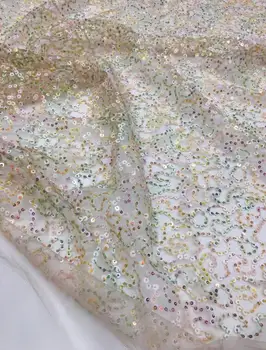 

Nigerian french net Lace Cyndi-56.6832 Embroidered Cord Lace Fabric with full beads for bridal dress