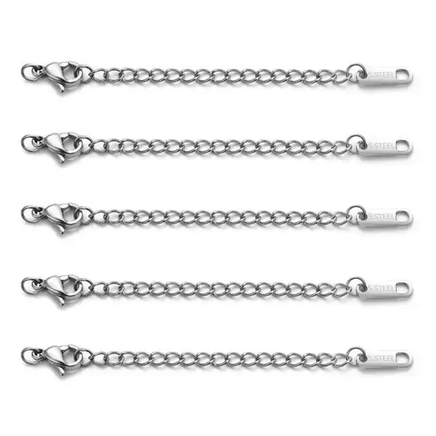 Stainless Steel Extended Extension Bracelet Necklace Tail Chain Lobster Clasps Connectors For DIY Jewelry Making Findings