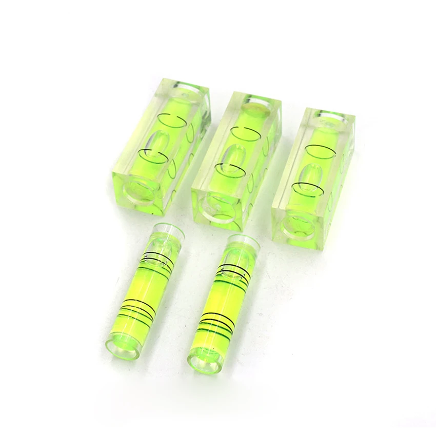 5PCS/Lot Cylindrical / Square Plastic Bubble Spirit Level Vials, 9.5x39.5mm / 15x40mm Mini Level Measure for Woodworking Carving