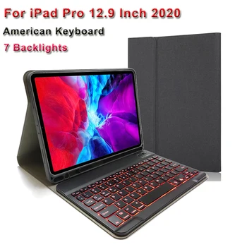 

USA Keyboard For iPad Pro 11 Inch 2020 7Colors Backlight Bluetooth Keyboard Leather Tablet Case For iPad Pro 11" With Pen Slo
