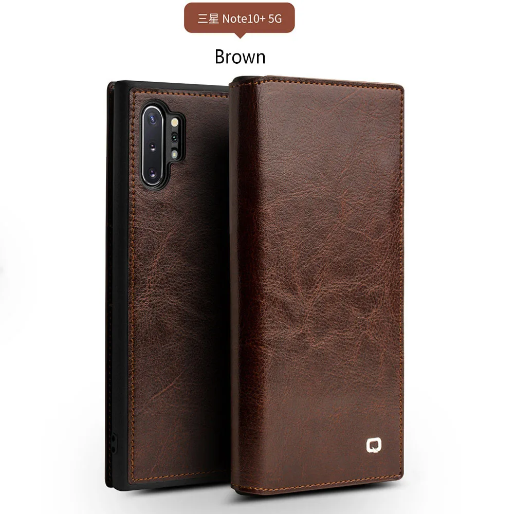 Ретро Бумажник слот для карт чехол для samsung Note 10 Plus чехол высокого класса из натуральной кожи чехол для samsung Galaxy Note 10 Plus 5G Capa - Цвет: Brown