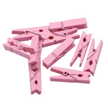 

100 X Mini Wooden Pegs Deco Staples Clothes Pegs Decorative Pegs - 100pcs Pink