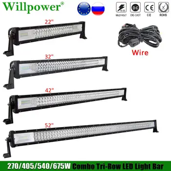 

Offroad 4x4 22" 32" 42" 52" LED Work Light Bar UTV Forklift Tractor 6000K LED Bar Pickup UTV Truck 3-Row Driving Lamp Fog Light