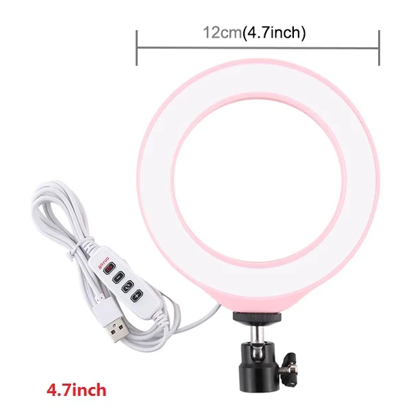 4.7 inch Ring light PULUZ 4. 7/6. 2/10. 2 дюйма Диммируемый SMD СВЕТОДИОДНЫЙ кольцевой светильник для селфи для фотосъемки блогера Vlogging Youtube видео светильник& Холодный башмак шаровая Головка - Цвет: 4.7 inch Ring light