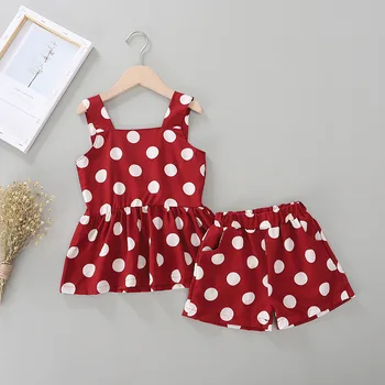 

Summer Girls Clothing Sets Chiffon Clothing Sets For Girl Children Dot Shirt+shorts 2pcs/set Casual Toddler Ski Suit
