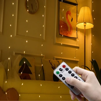 

300 LED USB Power Remote Control Curtain Fairy Lights Christmas Garland Lights LED String Lights Party Garden Home Wedding Decor