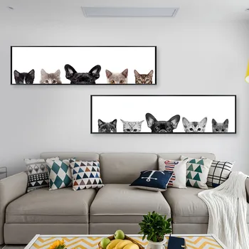 

Animals Cat Dog Green Tropical Plant Minimalist Nordic Art Canvas Poster Painting Oil Wall Picture Print Home Bedroom Decoration
