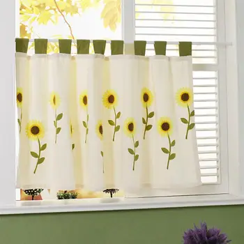 

1pc Decorative Durable Reusable Practical Lightwight Half Window Curtain Sunflower Idyllic Living Room Home Bathroom