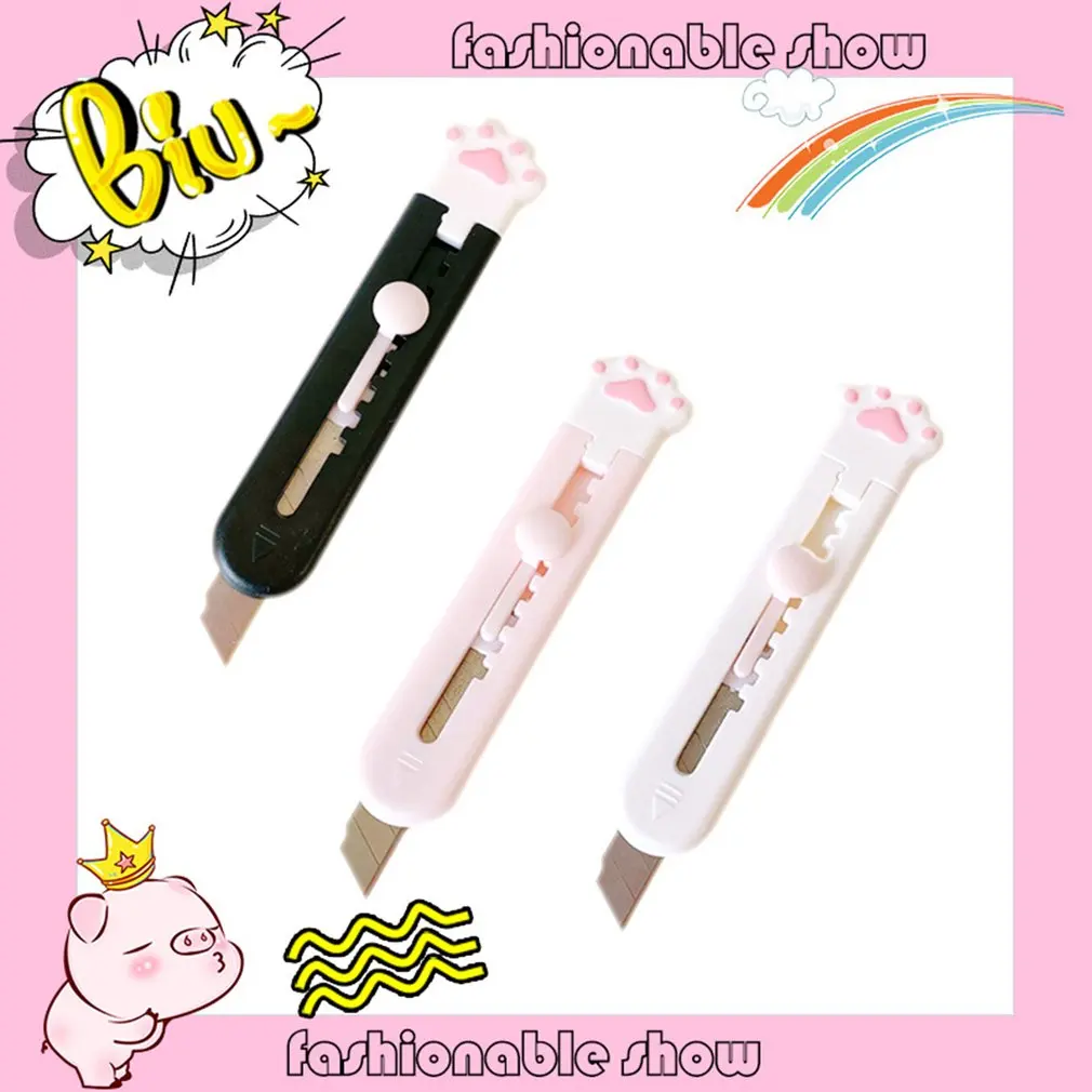 Mini Pocket Cute Cat Paw Art Utility Knife Express Box Knife Paper