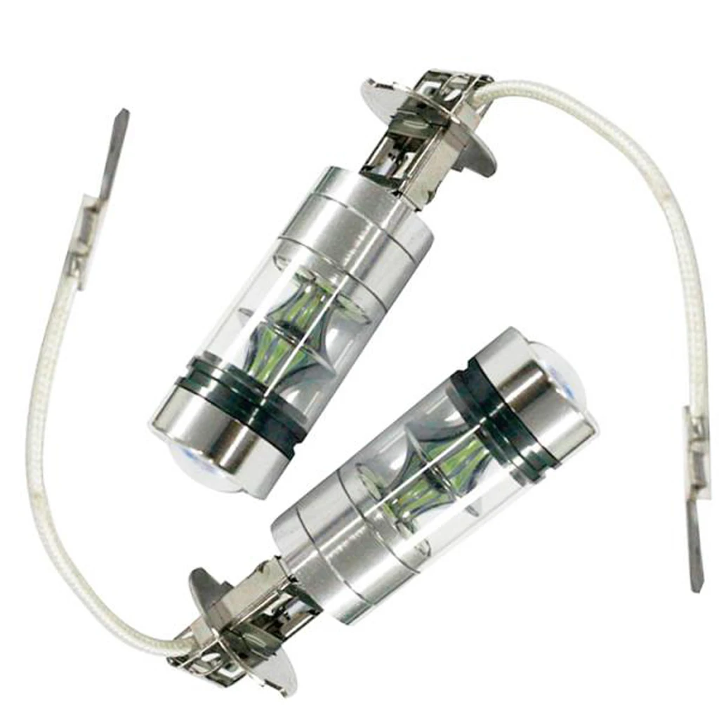 2Piece H3 100W LED 8000K ICE BLUE 2323 Projector Fog Driving Light Bulbs