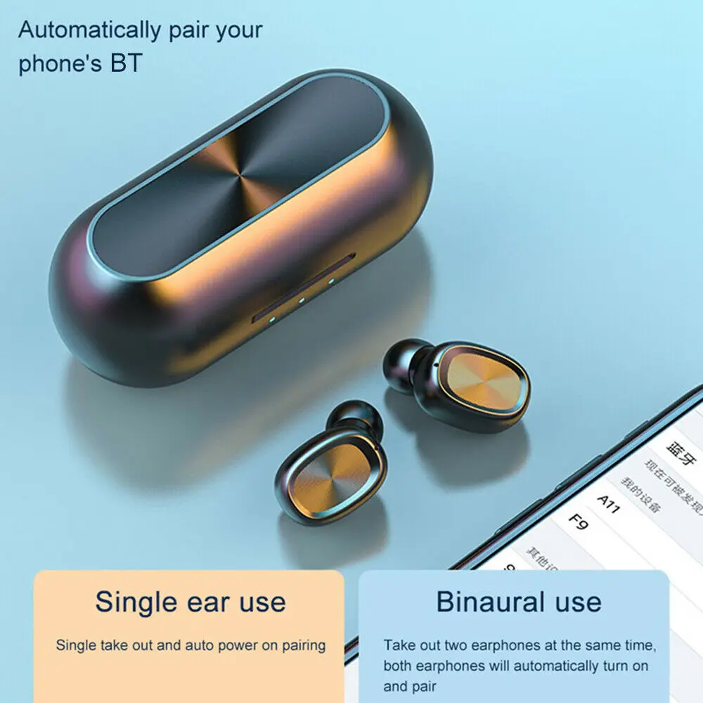 

Wireless Earphones TWS Bluetooth 5.0 Mini Earbuds Stereo Bass LED Power Display Noise Cancelling Sports Waterproof Earbud In Ear