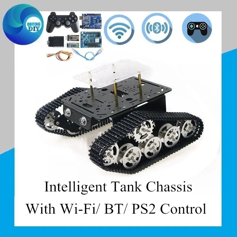 Remote Control Smart Robot Tank Chassis RC Intelligent tracked Crawler Car Platform Arduino Raspberry Pi DIY Free Acrylic Panel