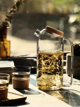 

Glass Water Pitcher Hot Cold Teakettle with Lid and Spout Teapot Carafe Handle for Beverage Tea Lemonade Ice Fruit Juice Pot