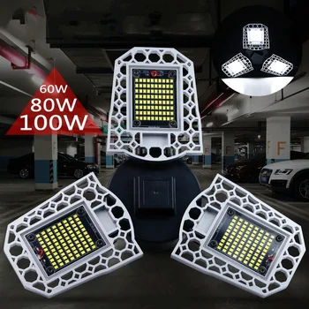 

E26/E27 LED Foldable Light 60W 80W 100W High Intensity Lighting Deformable Light Waterproof Smart Bulb Industrial Garage Light