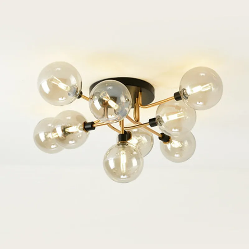 

LED Ceiling Lamp Modern Glass Ball Ceiling Light for Living Room Kitchen Bedroom Home Lighting Lustre Black Chrome Copper