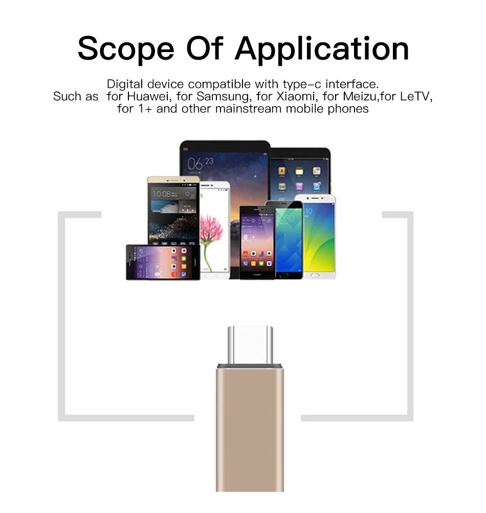 !ACCEZZ 2PC Type c OTG Adapter For iPhone Cable Female Type-c  Data Charging Connector For Huawei P20 Pro Mate 20 Samsung S9 S10 (2)