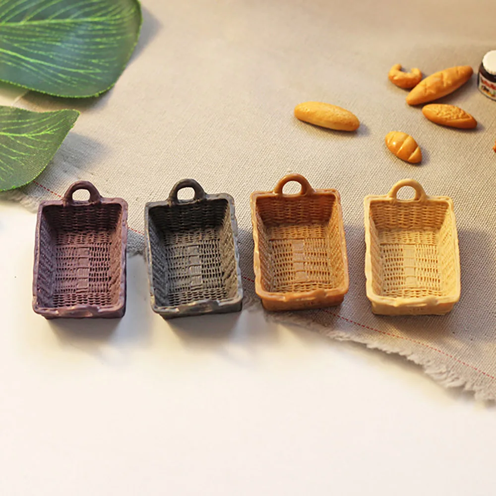 1/12 Dollhouse Miniature Accessories Mini Resin Storage Basket Simulation Basket Model Toys for Doll House Decoration