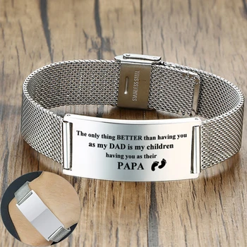 

Personalize Family Love Inspiration Engrave ID Bracelets for Men Wristband 16 MM Wide Stainless Steel Mesh Custom Gifts Jewelry